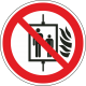 Aufkleber "Aufzug im Brandfall nicht benutzen"