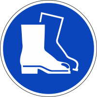 Schilder "Fußschutz benutzen"