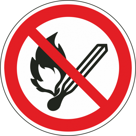 Schilder "Keine offene Flamme, offene Zündquelle und Rauchen verboten"