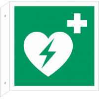 Schilder 'AED (Automatisierter Externer Defibrillator)' (rechtwinkliges Modell)