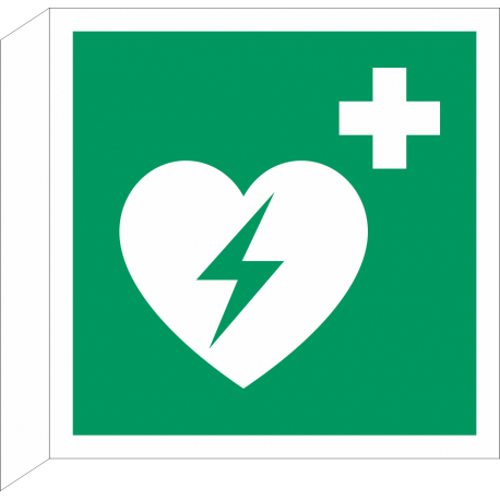 Schilder "AED (Automatisierter Externer Defibrillator)" (rechtwinkliges Modell)