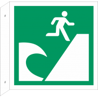 Schilder "Tsunami-Evakuierungsgebiet" (rechtwinkliges Modell)