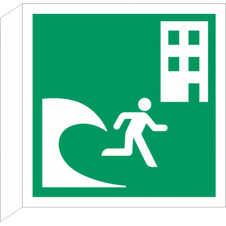 Schilder "Tsunami-Evakuierungsgebäude" (rechtwinkliges Modell)