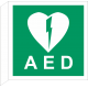 Schilder "AED (Automatisierter Externer Defibrillator)" (rechtwinkliges Modell)