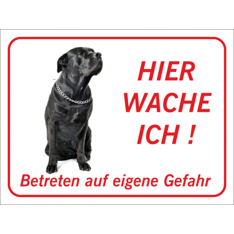 Italian Mastiff "Hier wache ich"-Schild (rot)