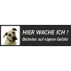 Amerikanische Mastiff "Hier wache ich"-Schild (schwarz, niedriges Modell)