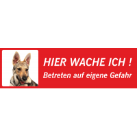 Tschechoslowakischer Wolfhund "Hier wache ich"-Schild (rot, niedriges Modell)