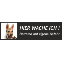 Tschechoslowakischer Wolfhund "Hier wache ich"-Schild (schwarz, niedriges Modell)