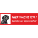 Schwarzer Bullmastiff "Hier wache ich"-Aufkleber (rot, niedriges Modell)