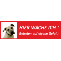 Anatolischer Hirtenhund 'Hier wache ich'-Aufkleber (rot, niedriges Modell)
