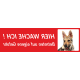 Saarlooswolfhund (Welpe) "Hier wache ich"-Aufkleber (rot, niedriges Modell)