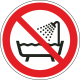 Schilder "Verbot, das Gerät in der Badewanne, der Dusche oder über mit Wasser gefülltem Becken zu benutzen"