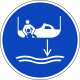 Schilder "Bereitschaftsboot fieren beim Aussetzvorgang"