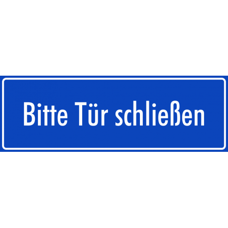 Schilder "Bitte Tür schließen" (blau)