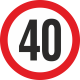 Geschwindigkeitsaufkleber 40 Km (rot)