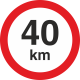 Geschwindigkeitsaufkleber 40 Km (rot mit km-Anzeige)