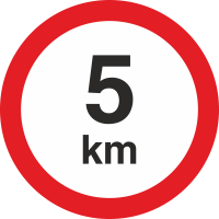 Geschwindigkeitsaufkleber 5 Km (rot mit km-Anzeige)