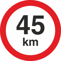 Geschwindigkeitsaufkleber 45 Km (rot mit km-Anzeige)
