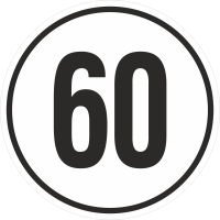 Geschwindigkeitsaufkleber 60 Km (weiß)