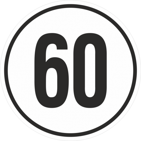 Geschwindigkeitsaufkleber 60 Km (weiß)