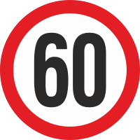 Geschwindigkeitsaufkleber 60 Km (rot)