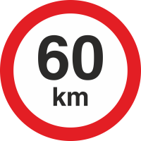 Geschwindigkeitsaufkleber 60 Km (rot mit km-Anzeige)