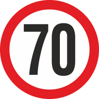 Geschwindigkeitsaufkleber 70 Km (rot)