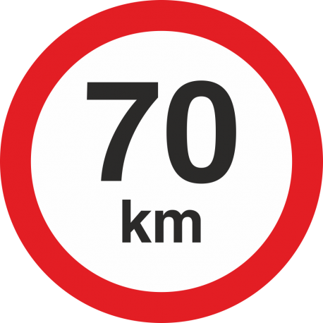 Geschwindigkeitsaufkleber 70 Km (rot mit km-Anzeige)