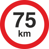 Geschwindigkeitsaufkleber 75 Km (rot mit km-Anzeige)