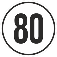Geschwindigkeitsaufkleber 80 Km (weiß)