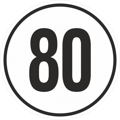 Geschwindigkeitsaufkleber 80 Km (weiß)