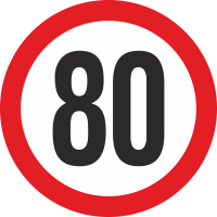 Geschwindigkeitsaufkleber 80 Km (rot)