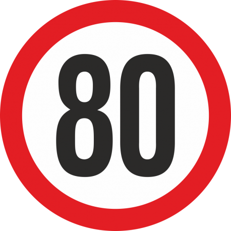 Geschwindigkeitsaufkleber 80 Km (rot)