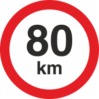 Geschwindigkeitsaufkleber 80 Km (rot mit km-Anzeige)