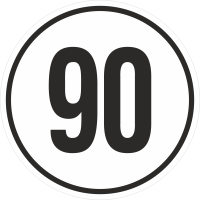 Geschwindigkeitsaufkleber 90 Km (weiß)