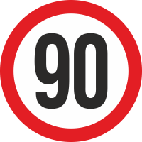 Geschwindigkeitsaufkleber 90 Km (rot)