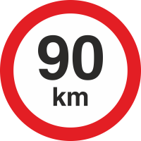 Geschwindigkeitsaufkleber 90 Km (rot mit km-Anzeige)