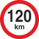 Geschwindigkeitsaufkleber 120 Km (rot mit km-Anzeige)