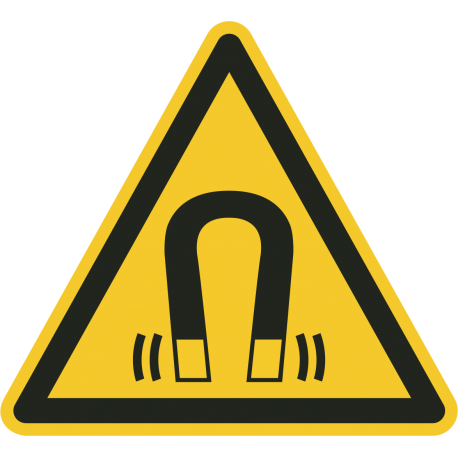Schilder "Warnung vor magnetischem Feld"