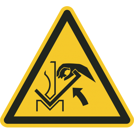 Schilder "Warnung vor Quetschgefahr der Hand zwischen Presse und Werkstück"