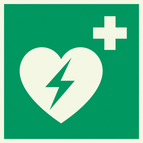 Lumineszierenden Schilder "AED (Automatisierter Externer Defibrillator)"