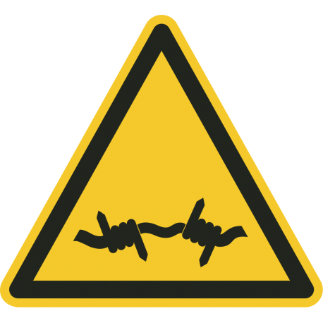 Schilder "Warnung vor Stacheldraht"