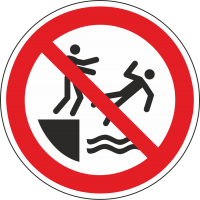 Schilder 'Ins Wasser stoßen verboten'