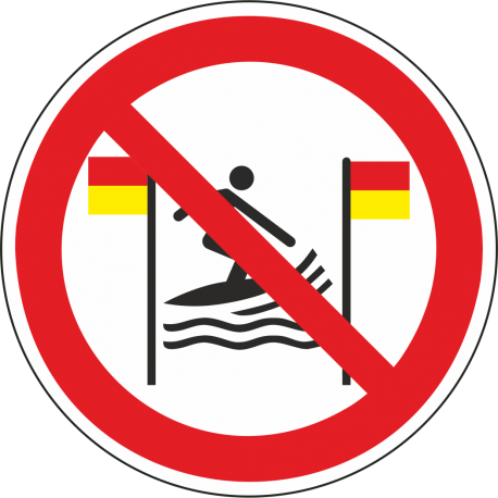 Schilder "Surfen zwischen rot-gelber Flagge verboten"