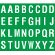 Buchstabenaufkleber, Grün - Weiß, Alphabet