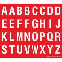 Buchstabenaufkleber, Rot - Weiß, Alphabet