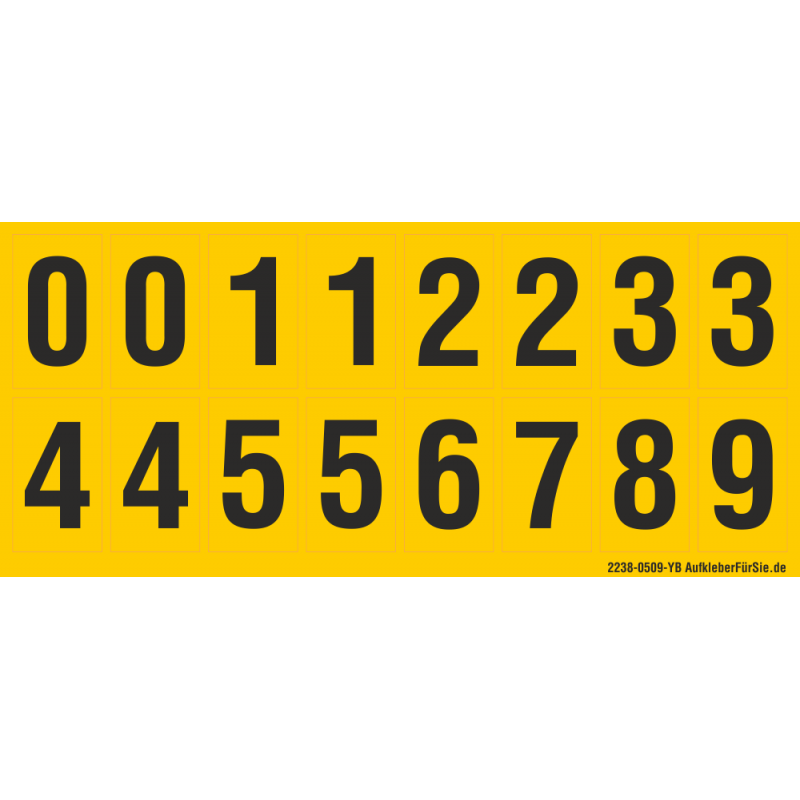 Zahlen schwarz auf gelb 80 mm hoch wetterfest als Aufkleber Klebezahlen  Regalbeschriftung (Zahl: 0) Detailansicht - kaufdeinschild.de