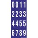 Buchstabenaufkleber, Blau - Weiß 0-5 + 0-9