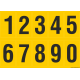 Buchstabenaufkleber, Gelb - Schwarz, Ziffern 0-9