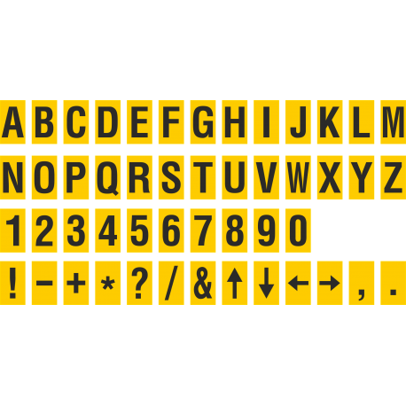 Buchstabenaufkleber, Gelb - Schwarz, identischer Buchstabe